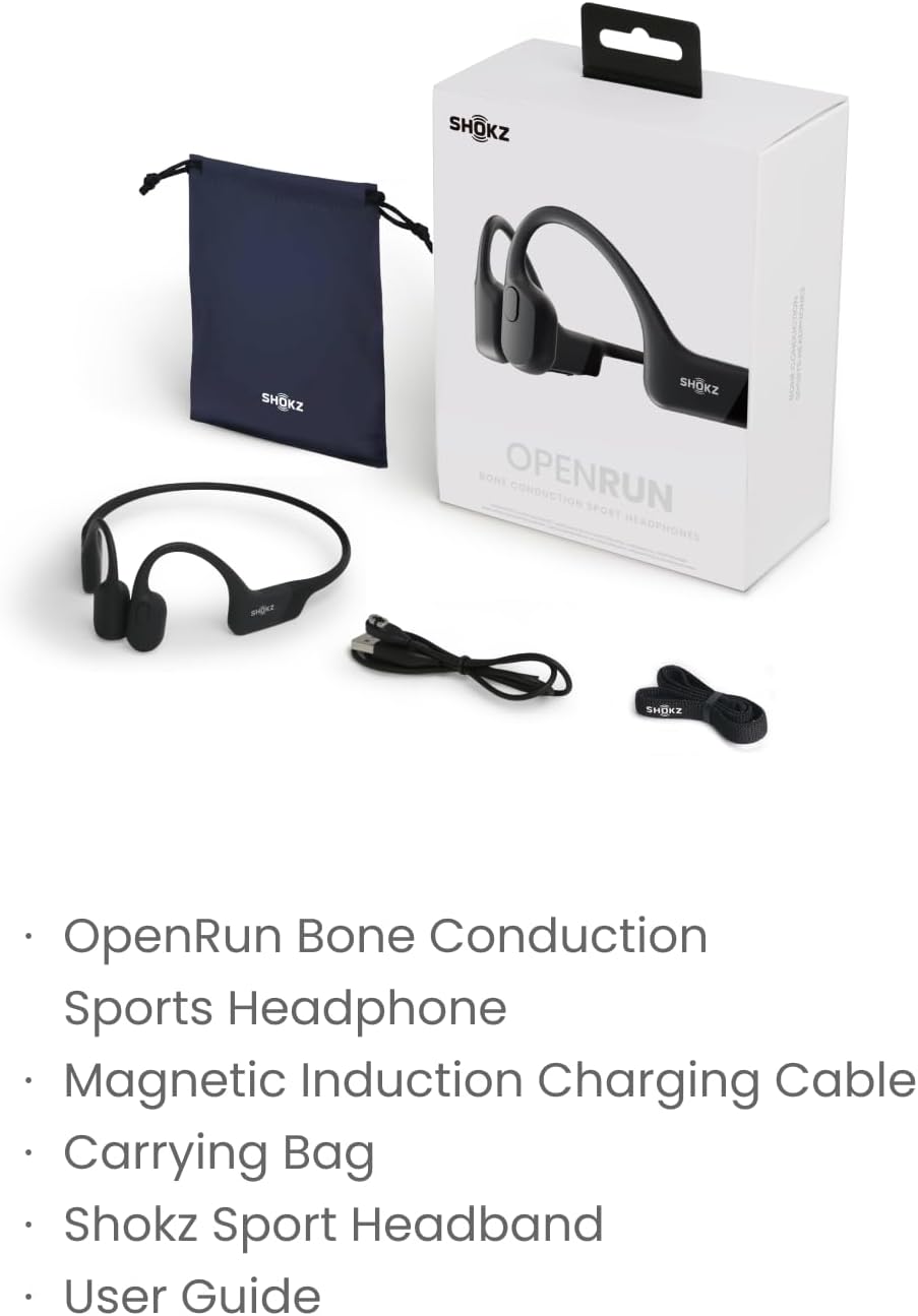 SHOKZ OpenRun Bone Conduction Headphones – Black (SG Local Set | 2-Year Shokz Warranty)