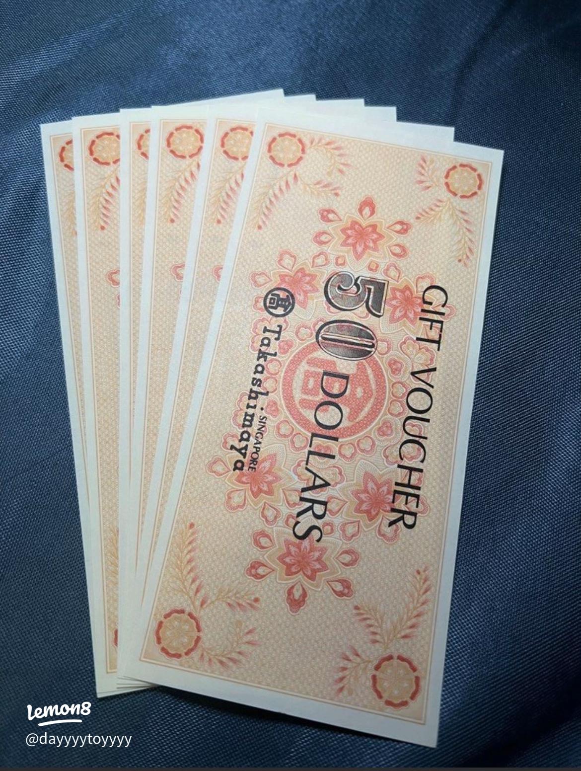 Takashimaya Vouchers - $50 & $10