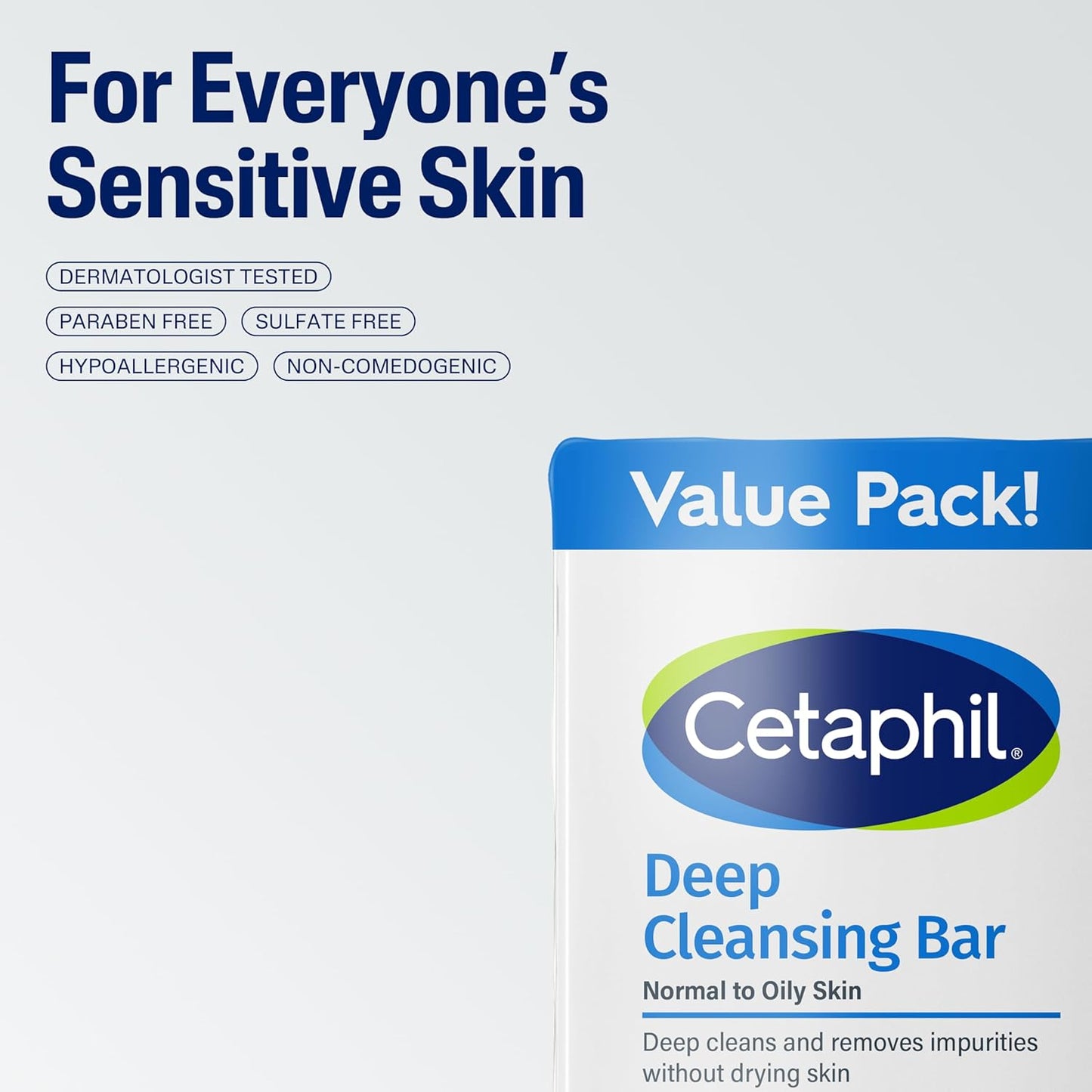 Cetaphil Deep Cleansing Bar for Dry/Sensitive Skin(6 pieces / Pack of 6)
